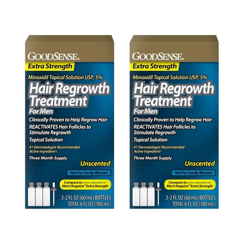 Miniatura 7 de GoodSense Minoxidil Solución tópica USP, 5 por ciento, tratamiento de recrecimiento del cabello para hombres, extra fuerte 6 onzas líquidas