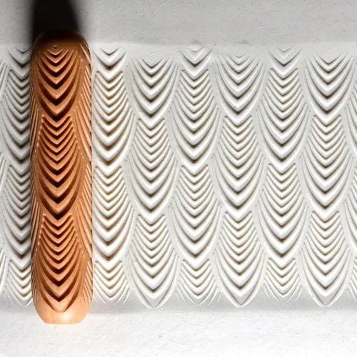 Miniatura 40 de MKM Pottery Tools Rodillos de mano grandes de madera para arcilla (BHR-01 Diagonal Basketweave)