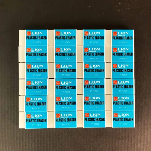Miniatura 2 de LION Borradores de plástico blanco translúcido, 24 EA/Box, 1 caja (P-100)
