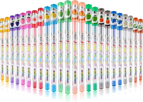Yexiya 72 bolígrafos de gel perfumados con purpurina multicolor, divertidos y lindos bolígrafos perfumados de frutas para artes, manualidades,