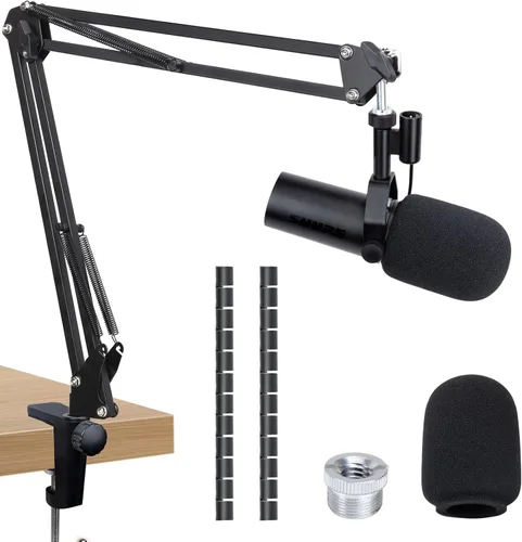 Miniatura 8 de SUNMON Shure SM7B - Brazo de brazo con filtro emergente, brazo de micrófono de ajuste gratuito compatible con micrófono SM7B, parabrisas