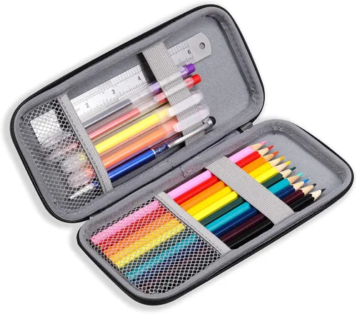 Miniatura 2 de Estuche Duro Mejorado para Lápices para Adultos, Estuche Resistente para Bolígrafos con Cremallera - Gris