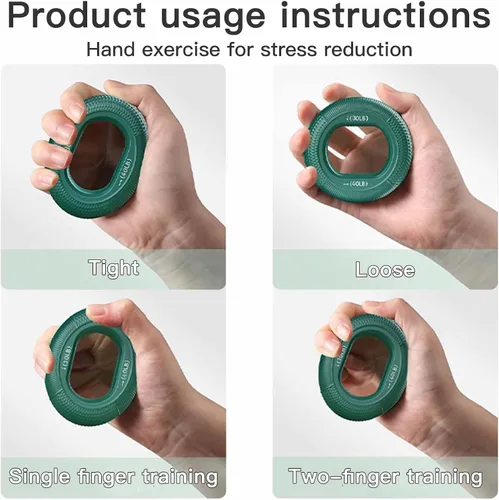Miniatura 5 de Entrenador de fuerza de agarre (30-80 libras) – 6 niveles de resistencia, 3 anillos fortalecedores de silicona para escalada en roca, atletas