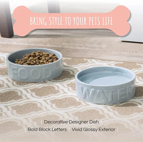 Miniatura 4 de Park Life - Cuencos de cerámica para mascotas, cuencos para alimentos y agua para perros y gatos, lindo cuenco para mascotas para perros y gatos Gris