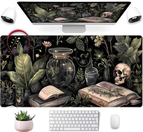 Miniatura 16 de Tapete para teclado bohemio con pintura pastel, tapete para mouse con plantas verdes matcha, accesorios abstractos, tapete de escritorio
