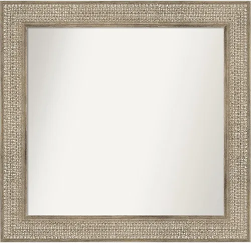 Miniatura 321 de Amanti Art Espejo de baño plateado para sobre fregadero, 26 x 26 pulgadas, espejo cuadrado de níquel pulido, marco de madera tradicional mediano, se