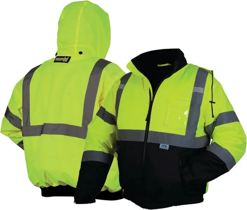 Miniatura 5 de Pyramex RJ32 Series Waterproof Hi-Vis Orange Lime Bomber Jacket with Quilted Lining - Size Large verde lima (Hi Vis Lime)