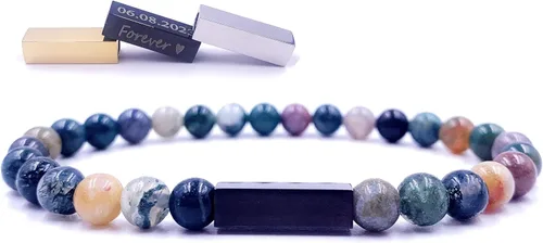 Miniatura 19 de Pulseras de cuentas personalizadas, Pulsera de piedras preciosas de 0.236 in, Pulsera grabada con láser, Pulsera de piedra natural, Pulseras unisex