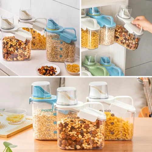 Miniatura 3 de LANGMINGDE 1 pieza de contenedores de almacenamiento de cereales, contenedores de almacenamiento de alimentos secos grandes herméticos de 2.8L/95oz