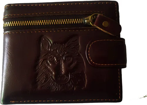 Miniatura 84 de Hombres Cool Eagle Wolf Caballo Totem Cuero Vaca Vertical Cartera Cremallera Multi-tarjeta Titular, Tótem de caballo, Minimalista