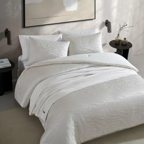 Miniatura 3 de Vera Wang - Juego de funda de edredón tamaño Queen, ropa de cama de algodón suave con sensación de tejido texturizado, cierre de botón y lazos