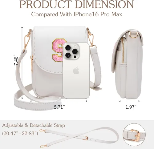 Miniatura 4 de Viverte Bolso Cruzado para Niñas Adolescentes Pequeñas, Bolso Inicial para Celular, Pequeña Cartera para Niños Pequeños, Bolso de Cuero con Tres