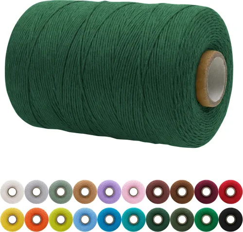 Miniatura 110 de JeogYong Cordón de macramé de un solo hilo 2mm x 164 yardas (492 pies) Cuerda de algodón suave, hilo de macramé 2 mm, suministros de macramé