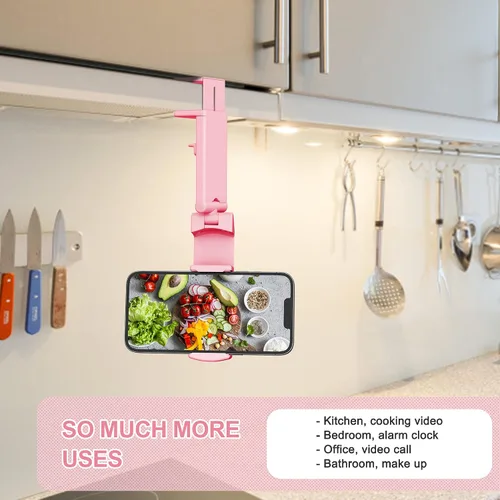 Miniatura 3 de Perilogics Soporte de Teléfono para Avión Montaje Universal en Vuelo Visualización Manos Libres con Rotación Dual Multidireccional de 360 Grados Rosa
