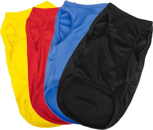 Hozz 4 camisas para cachorros de perro y gato, tamaño pequeño, negro, azul, amarillo, rojo, mezcla de algodón, simples y clásicas, verano y todas