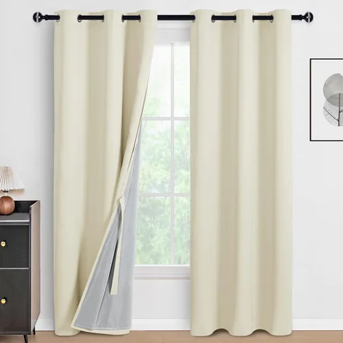 Miniatura 26 de DWCN Cortinas 100% opacas de 84 pulgadas de largo para dormitorio con forro negro, paneles de cortina de ventana de doble capa con aislamiento Azul