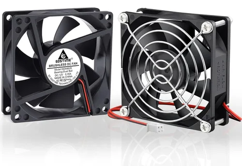 Miniatura 11 de GDSTIME Paquete de 2 rodamientos de bolas dobles de 2.362 in x 2.362 in x 0.984 in, 12 V, ventilador de enfriamiento sin escobillas de CC de 2 pines
