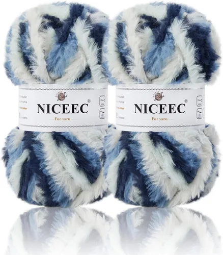 Miniatura 107 de NICEEC Hilo de Pelo Sintético Super Suave, Grueso y Esponjoso, Hilo de Pestañas para Crochet y Tejido (Longitud Total 192m/9.1kg) - Otoño/300g