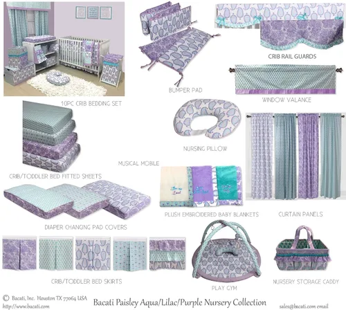Miniatura 2 de Bacati - Manta de bebé bordada de felpa floral de cachemira de 30 x 40 pulgadas (aguamarina/lila/morado aqua)