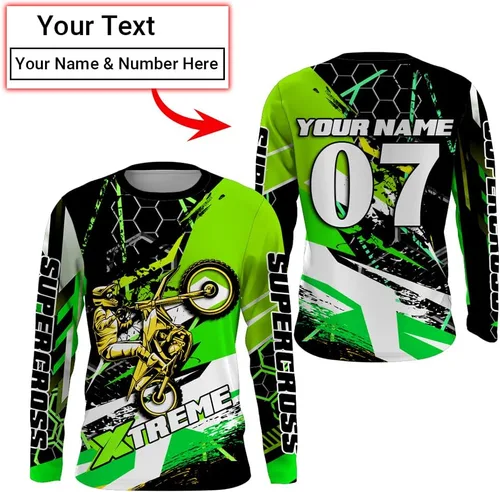Miniatura 4 de PIONAMZIOZ Camiseta Supercross personalizada UPF30+ para jóvenes, hombres y mujeres, Xtreme SX, camiseta de carreras de manga larga