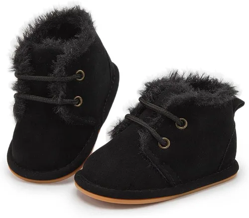 Miniatura 3 de Zoolar Botas de nieve unisex cálidas para bebé, piel recién nacida, con cordones en el tobillo, suela de textura de goma antideslizante, zapatos
