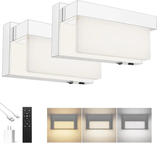 Miniatura 19 de Aplique de Pared Negro Luz de Pared con Interruptor de Encendido/Apagado 8 pulgadas Lámpara de Pared LED Pantalla Acrílica 4000K Aplique Iluminación