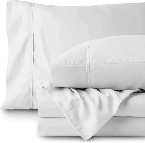 Miniatura 5 de Juego de sábanas RRlinen, de 800 hilos, 100 % algodón, para cama de matrimonio de 5 piezas, sábana dividida de color blanco, hilos largos de una