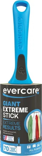 Evercare Extreme Giant Stick - Rodillo de pelusa manual con mango recto, 70 hojas, color azul