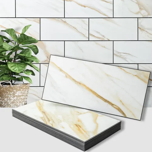 Miniatura 22 de AULIGET 20 piezas de azulejos de pared de piedra sintética ligera para despegar y pegar, 6 x 12 pulgadas, PVC para cocina, baño, lavandería, cámper