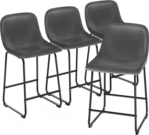 Miniatura 38 de TAVR Furniture Leathaire - Juego de 2 taburetes de tela con altura de mostrador, sillas de isla sin brazos, con capacidad para hasta 500 libras