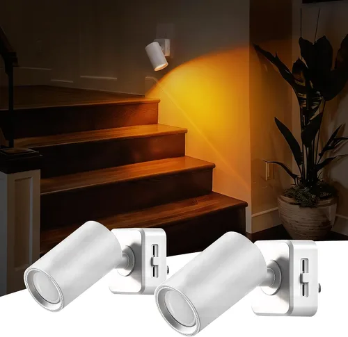 L LOHAS LED Luces nocturnas enchufables a la pared, [paquete de 2] focos de pared para interiores con sensor de luz, luces nocturnas ámbar, para