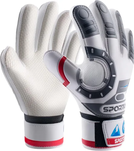 Miniatura 14 de Sportout Guantes de portero para niños, guantes de fútbol con doble protección en la muñeca y material de látex resistente al desgaste y Azul