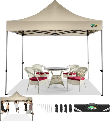 Miniatura 11 de COBIZI Toldo de 10 x 20 pies con paredes laterales, carpa de fiesta resistente para fiestas, bodas, tienda de campaña portátil plegable fácil