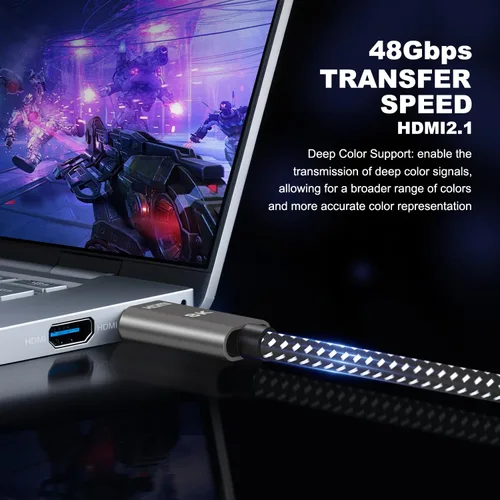 Miniatura 4 de Cable HDMI 2.1 de 8 K, 1 pie / 0.3 m, 48 Gbps, ultra alta velocidad, 4 K 240 Hz 165 Hz 144 Hz 120 Hz, 8 K 60 Hz, HDR10+, eARC, HDCP2.3 , cable