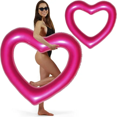 Miniatura 25 de LOTELI - Flotadores de piscina con forma de corazón originales para adultos, más gruesos y fuertes, flotadores inflables grandes para fiestas, Blanco