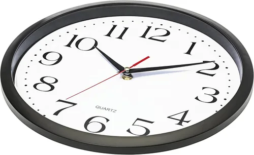 Miniatura 3 de Bernhard Products - Reloj de cuarzo de pared negro, silencioso, sin tictac, redondo, 12 pulgadas, a pilas y fácil de leer, para hogar, oficina