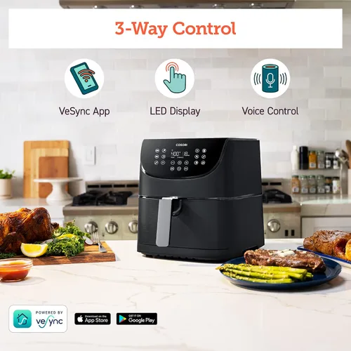 Miniatura 4 de COSORI Air Fryer - Horno tostador inteligente 11 en 1 de 5.8 cuartos de galón, libro de cocina de 100 recetas, más de 200 recetas en línea, control