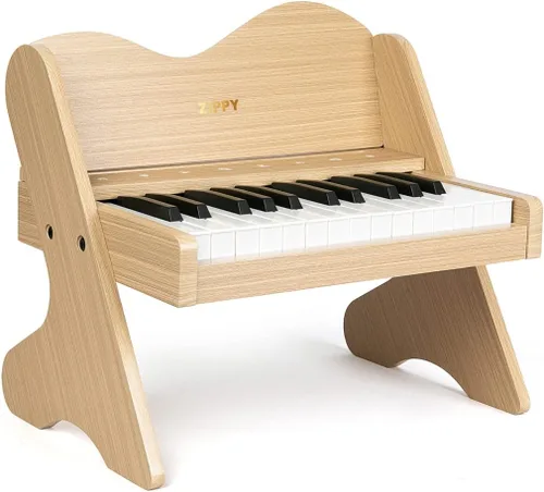 Teclado de Piano para Niños ZIPPY, Piano Digital de 25 Teclas para Niños, Panel de Control Táctil Sensible, Volumen Ajustable, Mini Instrumento Roble