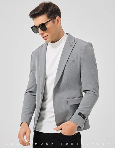 Miniatura 5 de SIMIYA Camisas de manga larga con cuello alto falso para hombre, suéter térmico ajustado y ajustado