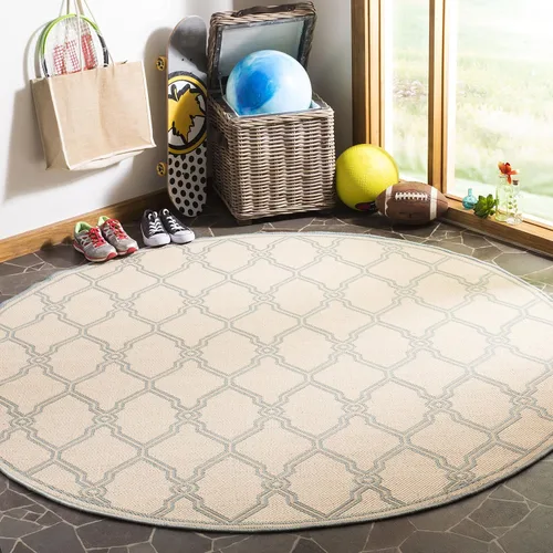 Miniatura 19 de SAFAVIEH Alfombra lavable para exteriores Linden Collection - 8 x 10 pies, crema y azul, no desprende pelusa y fácil de limpiar, ideal para patio