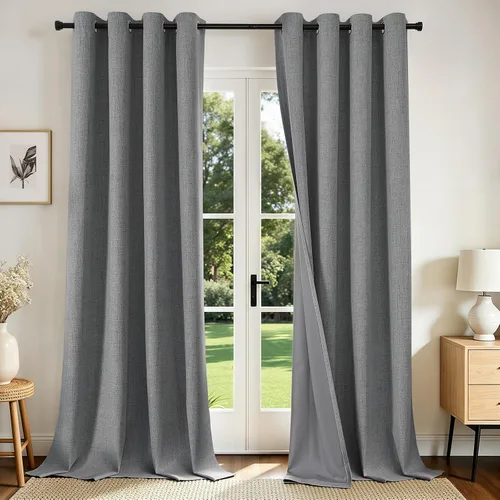 Miniatura 20 de Joydeco Cortinas opacas de 84 pulgadas de largo, 2 paneles burg, cortinas de oscurecimiento de habitación para dormitorio, cortinas térmicas Negro