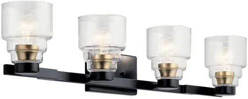 Miniatura 8 de Kichler Vionnet - Lámpara de tocador con 2 luces de 14.5 pulgadas con cristal transparente, color negro