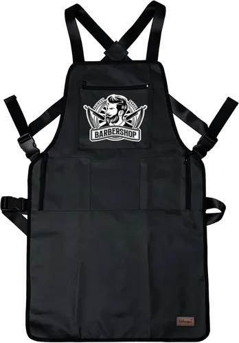 Pelocapa Delantal de peluquero para estilistas de peluquería, delantal profesional impermeable para corte de pelo con 3 bolsillos, patrón de barbería