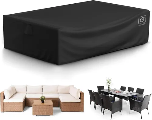Gasadar Fundas para Muebles de Patio Exterior Impermeables, 500D Oxford, Protección para Todo Clima, Fundas para Mesa de Patio para Conjunto de Negro