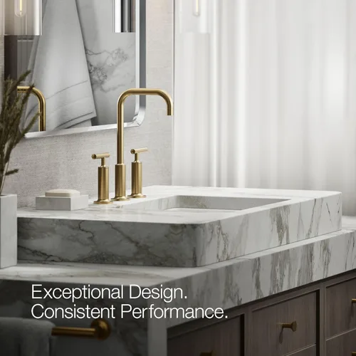 Miniatura 4 de KOHLER K-14408-4-2MB Purist - Grifo de lavabo de baño generalizado, 3 agujeros, manijas de palanca alta generalizadas y boquilla de cuello de cisne