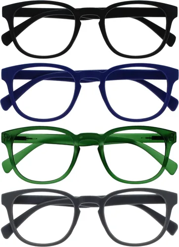 Miniatura 10 de OPULIZE Gafas de lectura POP y lentes de sol de lectura para mujeres y hombres, marco redondo mate resistente a los arañazos con bisagras de Paquete