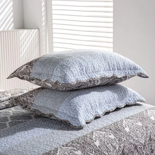 Miniatura 4 de YAYIDAY Juego de colcha de retazos tamaño Queen – 100% algodón reversible, transpirable, gris, acolchado con fundas de almohada para todas