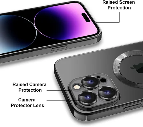 Miniatura 4 de Magsafe - Funda para iPhone 14 Pro Max, funda magnética transparente para teléfono con protector de pantalla y cubierta de cámara, funda galvanizada