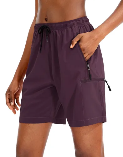 SANTINY Pantalones cortos tipo cargo de senderismo para mujer de secado rápido ligeros de verano para viajes atléticos golf con bolsillos con