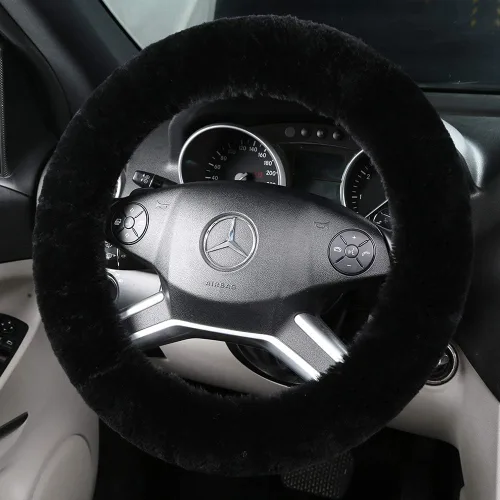 Miniatura 26 de OGLAND - Funda para volante de automóvil de lana de oveja esponjosa suave y esponjosa para vehículo automotriz universal, para mujer y hombre, 14